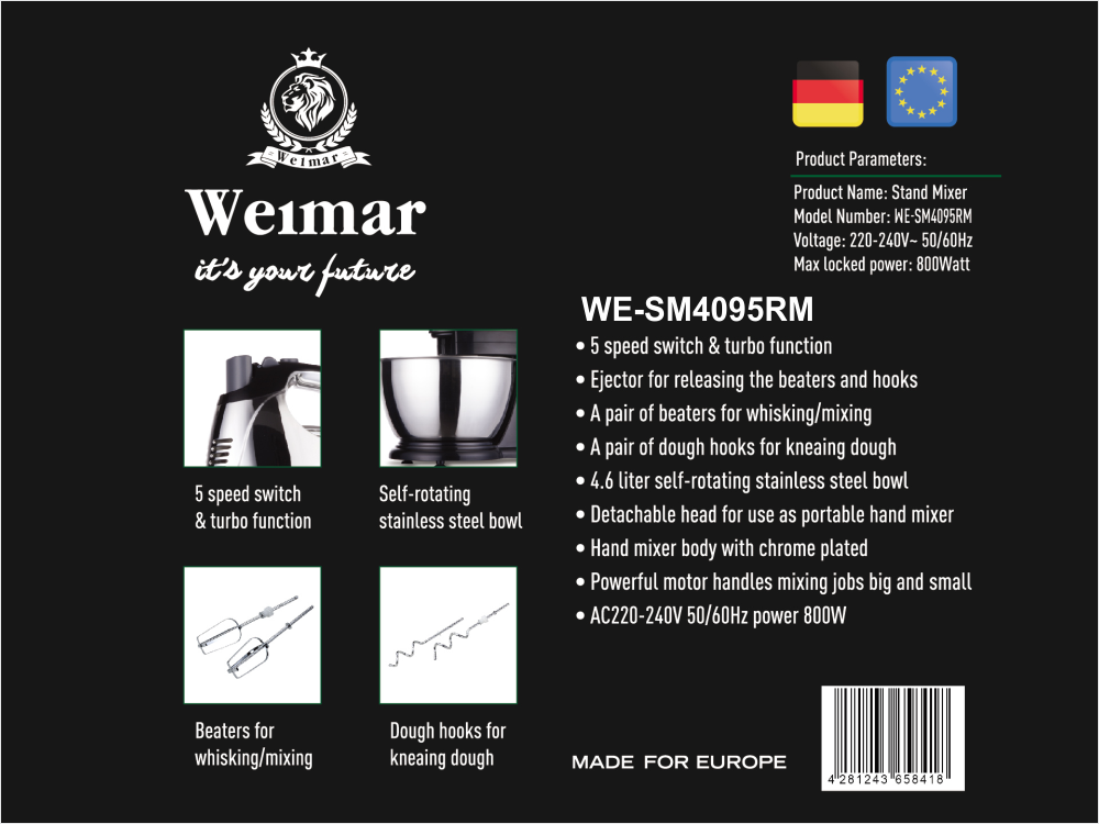 ჯამიანი მიქსერი WEIMAR WE SM4095 RM სურათი