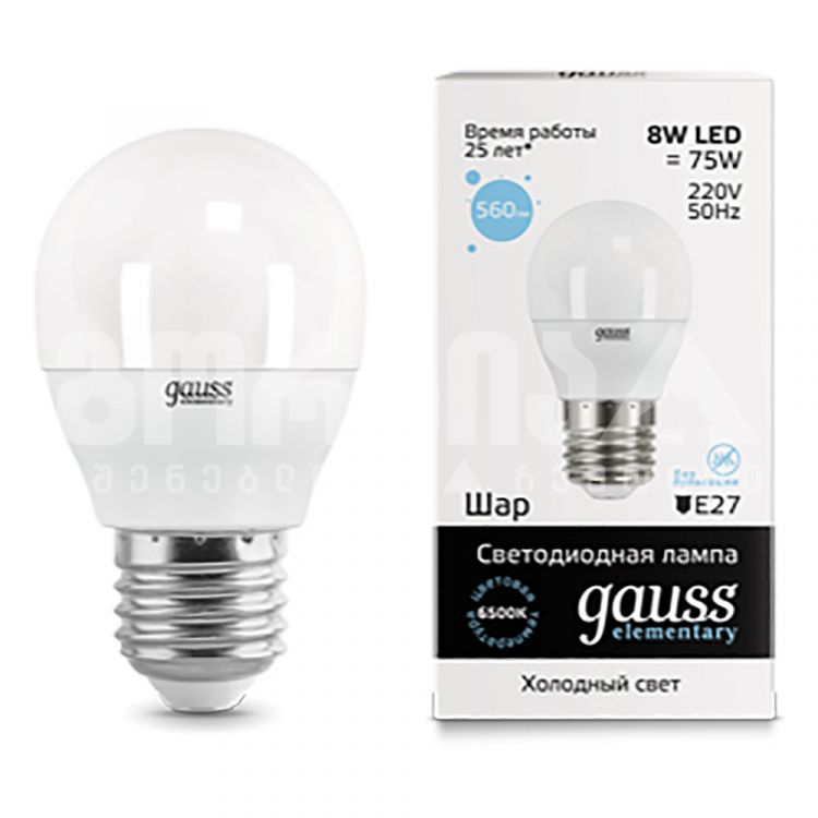 ლედ ნათურა Gauss Globe E27 8W 6500K el - 53238 სურათი