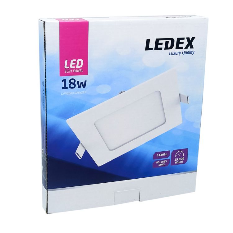ლედ პანელი ოთხკუთხედი LEDEX LED Slim Panel Light (Square) 18w 6500K სურათი