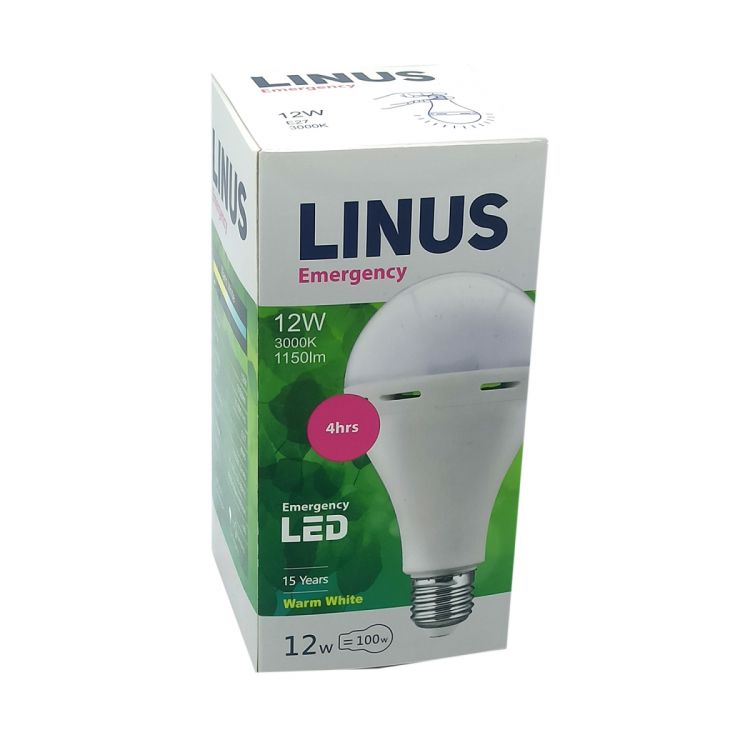 ნათურა ავარიული 4სთ. LINUS Lin70-4675 LED Emergency 12W E27 3000K 4h სურათი