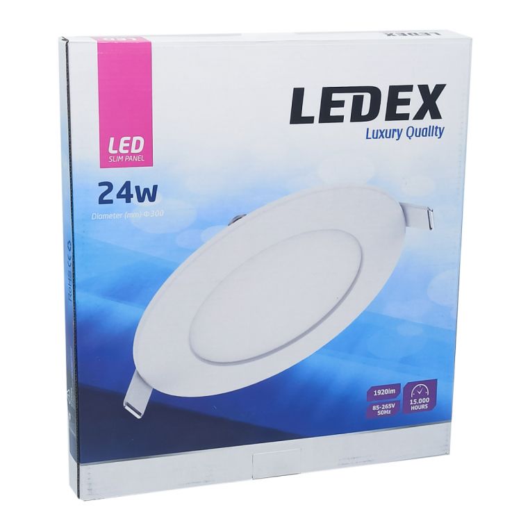 ლედ პანელი მრგვალი LEDEX LED Slim Panel Light (Round) 24w 6500K სურათი