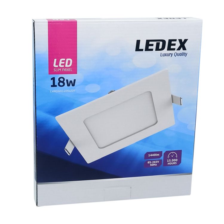 ლედ პანელი ოთხკუთხედი LEDEX LED Slim Panel Light (Square) 18w 4000K სურათი