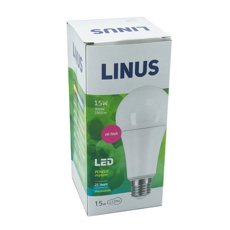 ნათურა სტანდარტული LINUS Lin33-9772 LED 15W E27 3000K სურათი