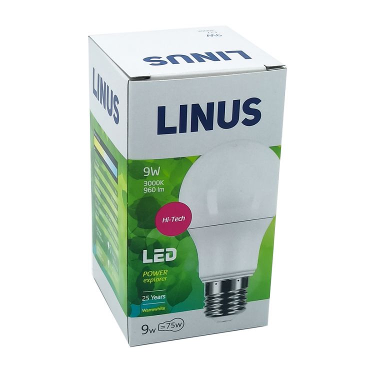 ნათურა სტანდარტული LINUS Lin12-7808 LED 9W E27 3000K სურათი