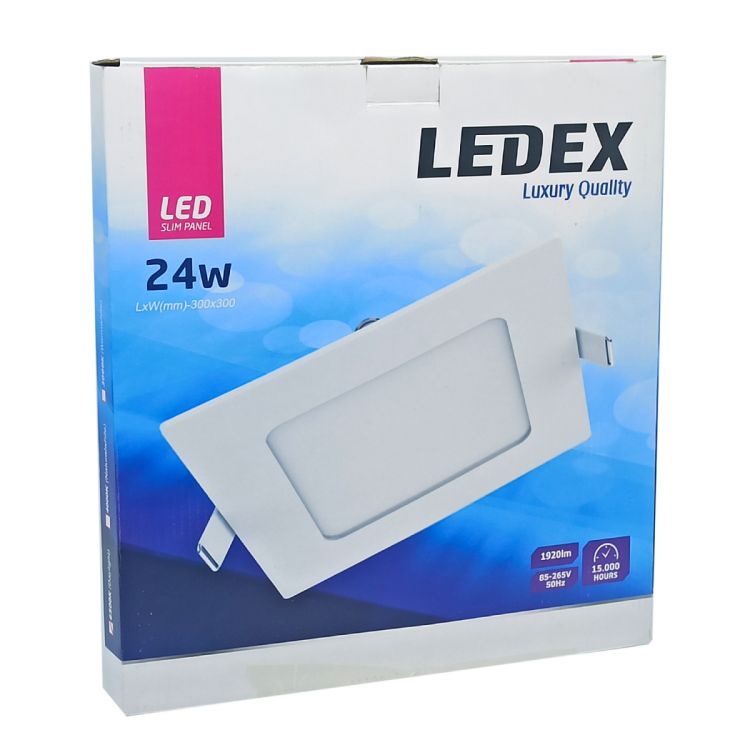 ლედ პანელი ოთხკუთხედი LEDEX LED Slim Panel Light (Square) 24w 6500K სურათი