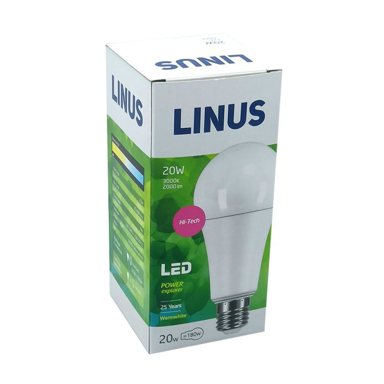 ნათურა სტანდარტული LINUS Lin50-3472 LED 20W E27 3000K სურათი