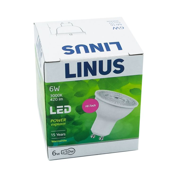 ნათურა LINUS Lin35-0846 LED MR16 -6W Gu10 3000K 220-240V სურათი