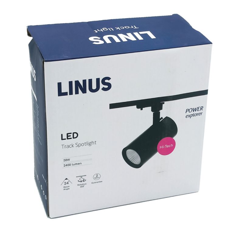 რელსის სანათი შავი track 30W 4000K LINUS LED სურათი