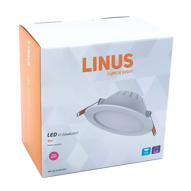 ლედ პანელი LINUS PC Downlight 6W 6500K სურათი
