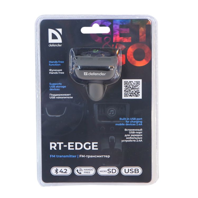 მოდულატორი FM transmitter, RT-Edge, BT/HF, USB 2.4 A , სურათი