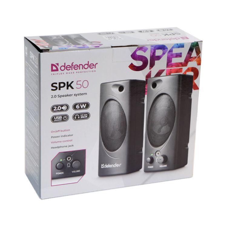 დინამიკი  system Defender SPK 50 black, 6W, USB powered Defender 2.0 სურათი
