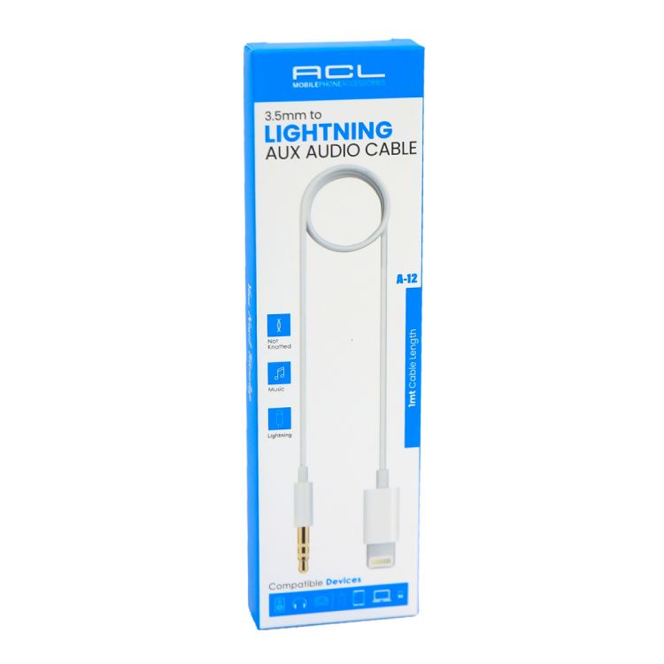 აუდიო კაბელი 3.5MM LIGHTNING AUX AUDIO CABLE A12 სურათი