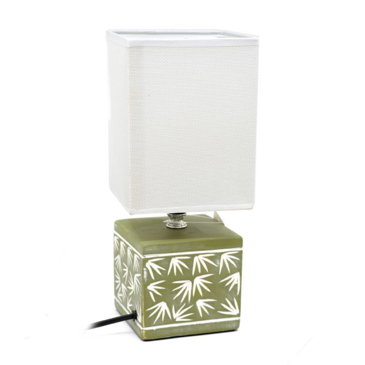 მაგიდის სანათი კერამიკა მწვანე ოთხკუთხედი MH-8948 სურათი