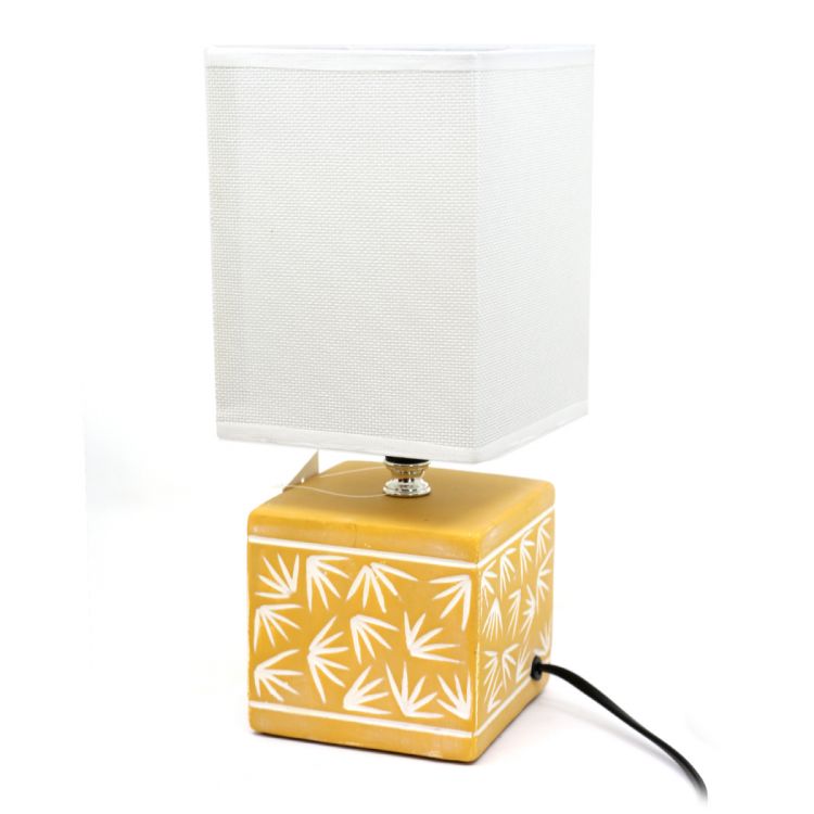 მაგიდის სანათი კერამიკა ყავისფერი ოთხკუთხედი MH-8949 სურათი