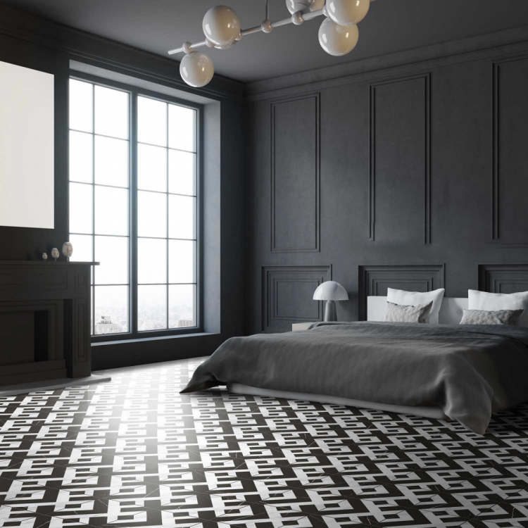 კერამო გრანიტი ONTARIO BLACK WHITE DECOR T:10 20x20 სურათი