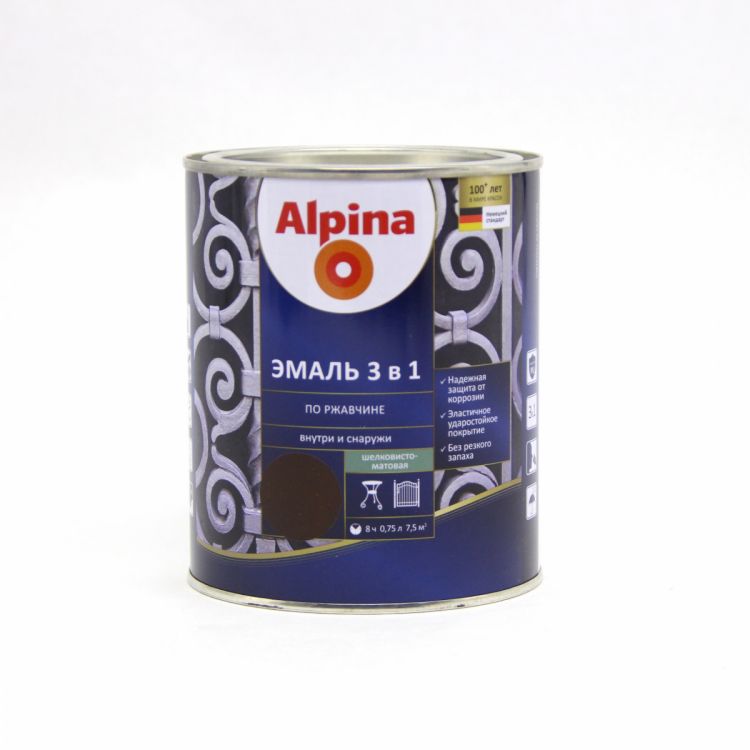 საღებავი ანტიკოროზიული AX BY AP DaR 3in1 RAL 8011 SM 0,75 LT სურათი