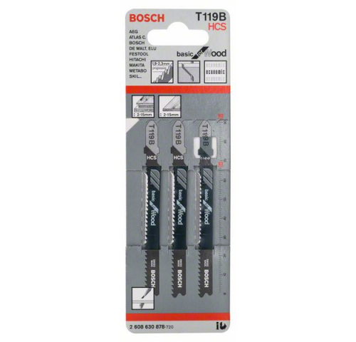 ბეწვახერხის პირი ხისთვის Bosch T119B 3ც სურათი