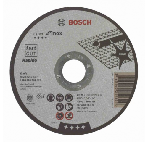 უჟანგავი ლითონის საჭრელი დისკი Bosch Inox 125x1x22.23მმ სურათი