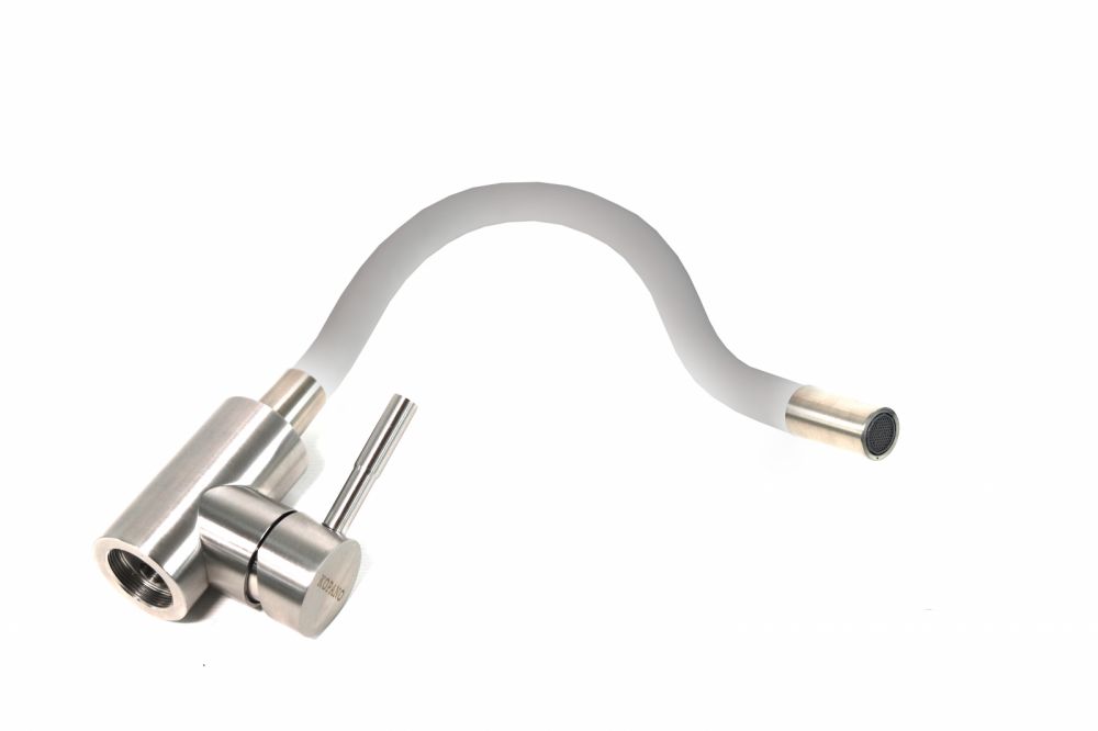 სამზარეულო ონკანი გლუვი თეთრი ცხვირით  8606 სურათი