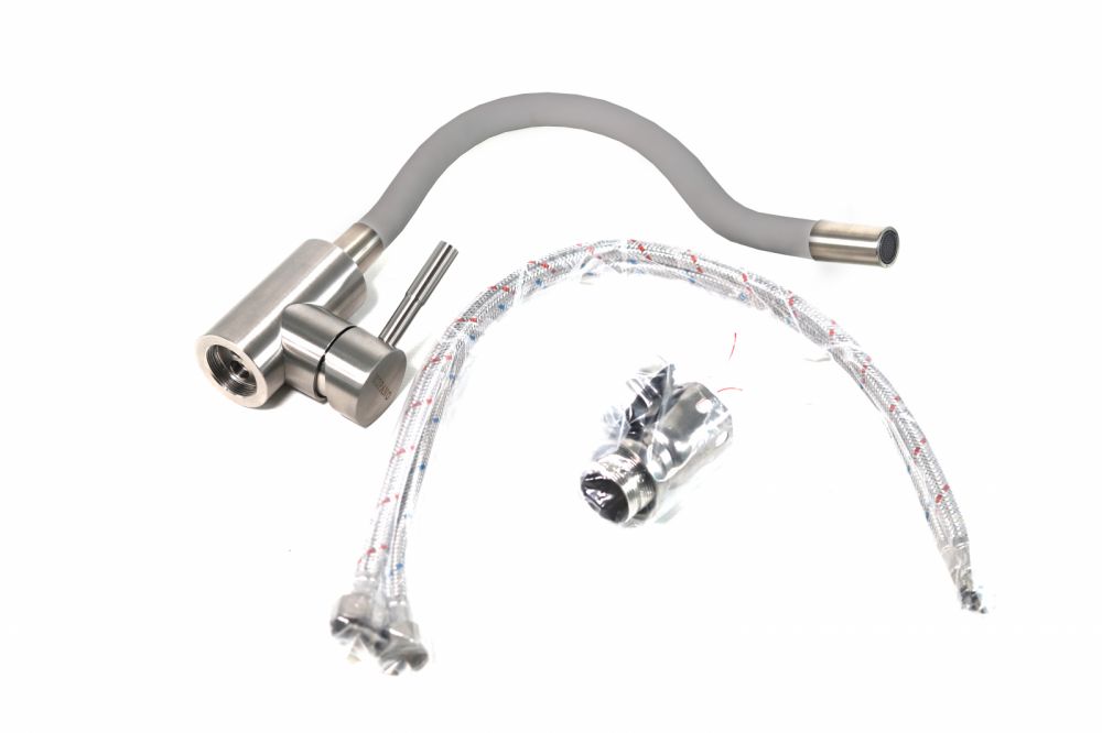 სამზარეულო ონკანი გლუვი თეთრი ცხვირით  8606 სურათი