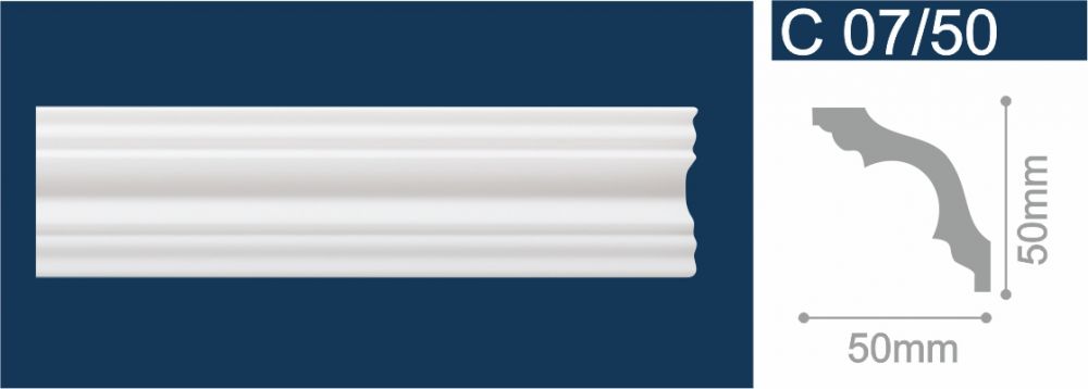 პენოპლასტის კარნიზი C07/50 (50მმ*50მმ*2მ) სურათი