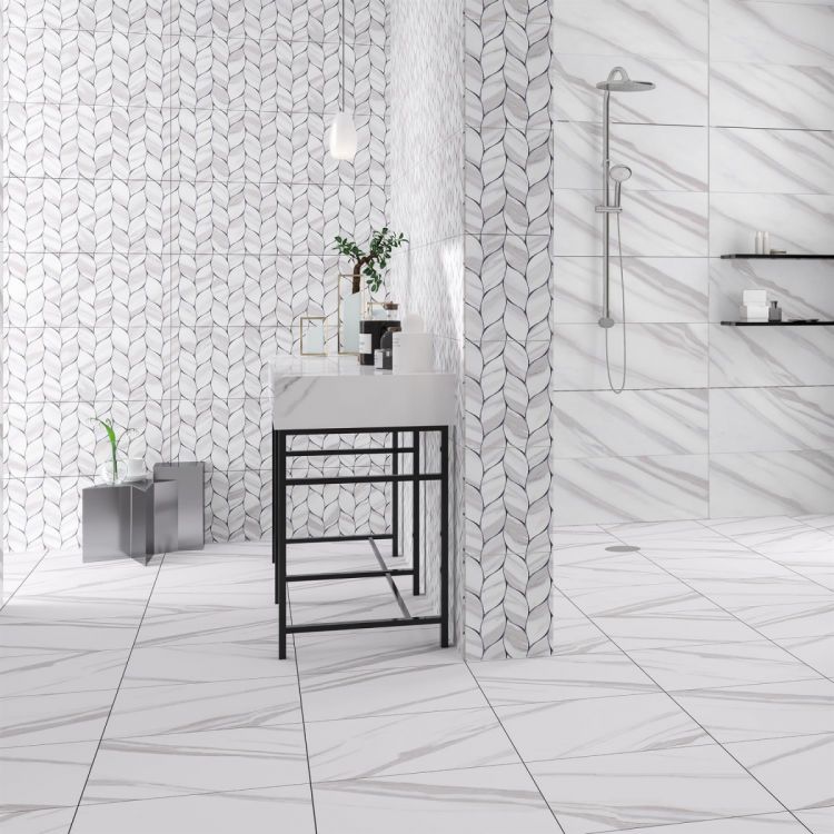 კედლის ფილა KARIS BIANCO LEAF DECOFON REC-1 30X90 სურათი