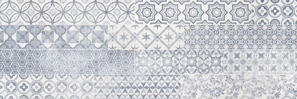 კედლის ფილა DECORADO WALK AZUL 25x75 დეკორი სურათი