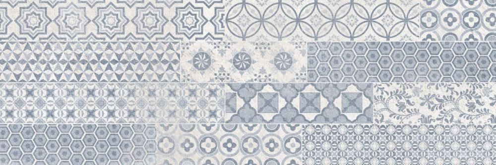 კედლის ფილა DECORADO WALK AZUL 25x75 დეკორი სურათი