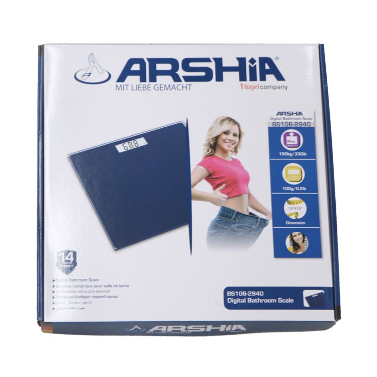 სასწორი ციფრული ლურჯი მინის ARSHIA BS106-2940 სურათი