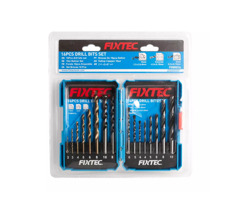 ბურღების ნაკრები — FIXTEC FDBK016 MIXED DRILL SET (16 PCS) სურათი