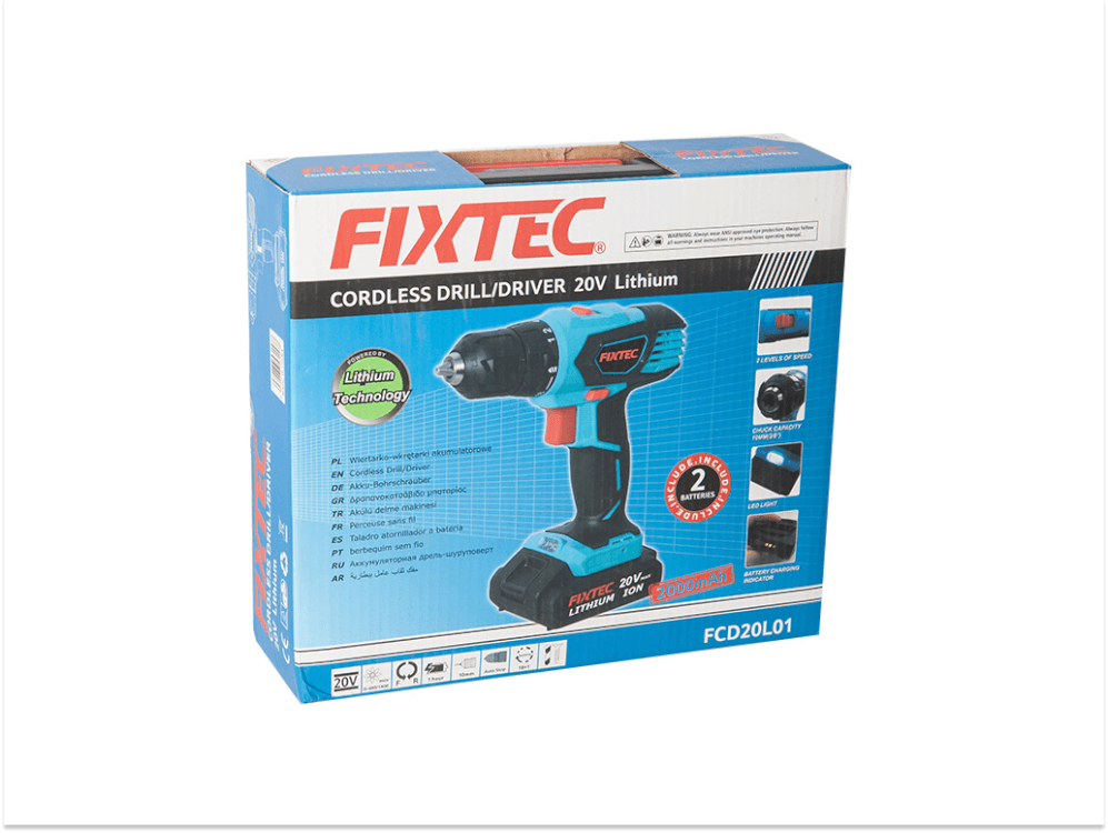 ელექტრო სახრახნისი FIXTEC FCD20L01 – 20V, 32Nm, ორი ელემენტით, LED განათებით სურათი