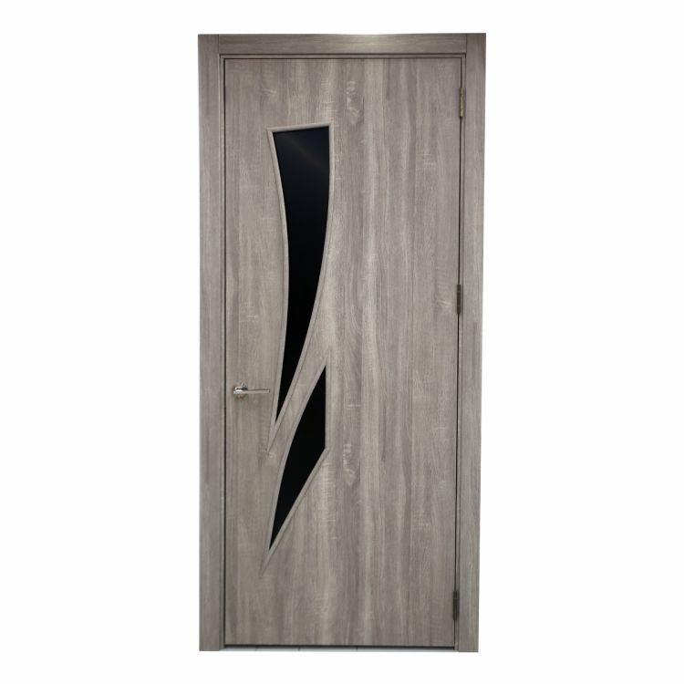 კარის კომპლექტი SD-08 220*80 GRAY SONOMA PVC შავი მინით (10) სურათი
