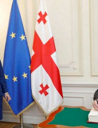 დროშა ბახილით საქართველო ევროკავშირი და მსოფლიოს ქვეყნები სურათი
