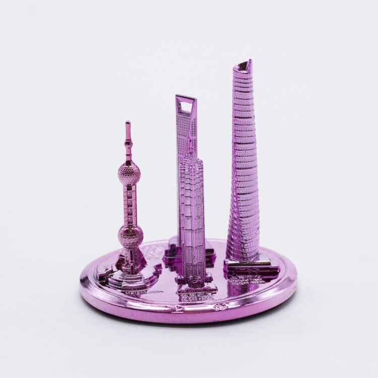 ხელნაკეთი სუვენირი რკინის შანხაის შენობაპატარა ფერადი სურათი