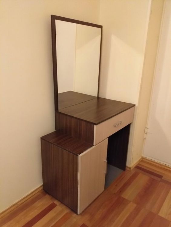 ხის კომოდი სარკით - კომპაქტური ტრილიაჟი (90x48x160 სმ) სურათი