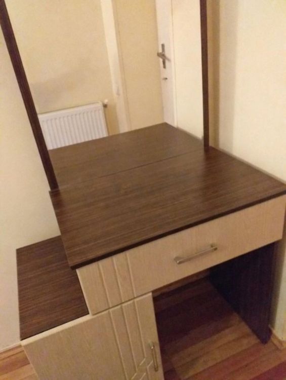 ხის კომოდი სარკით - კომპაქტური ტრილიაჟი (90x48x160 სმ) სურათი