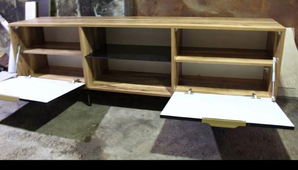 TV სადგამი შავი აკრილის ფასადებით – პრემიუმ ხარისხი (200x40x65 სმ) სურათი