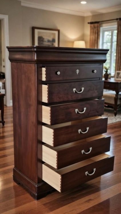 მაღალი და ტევადი ხის კომოდი (94x46x138 სმ) სურათი