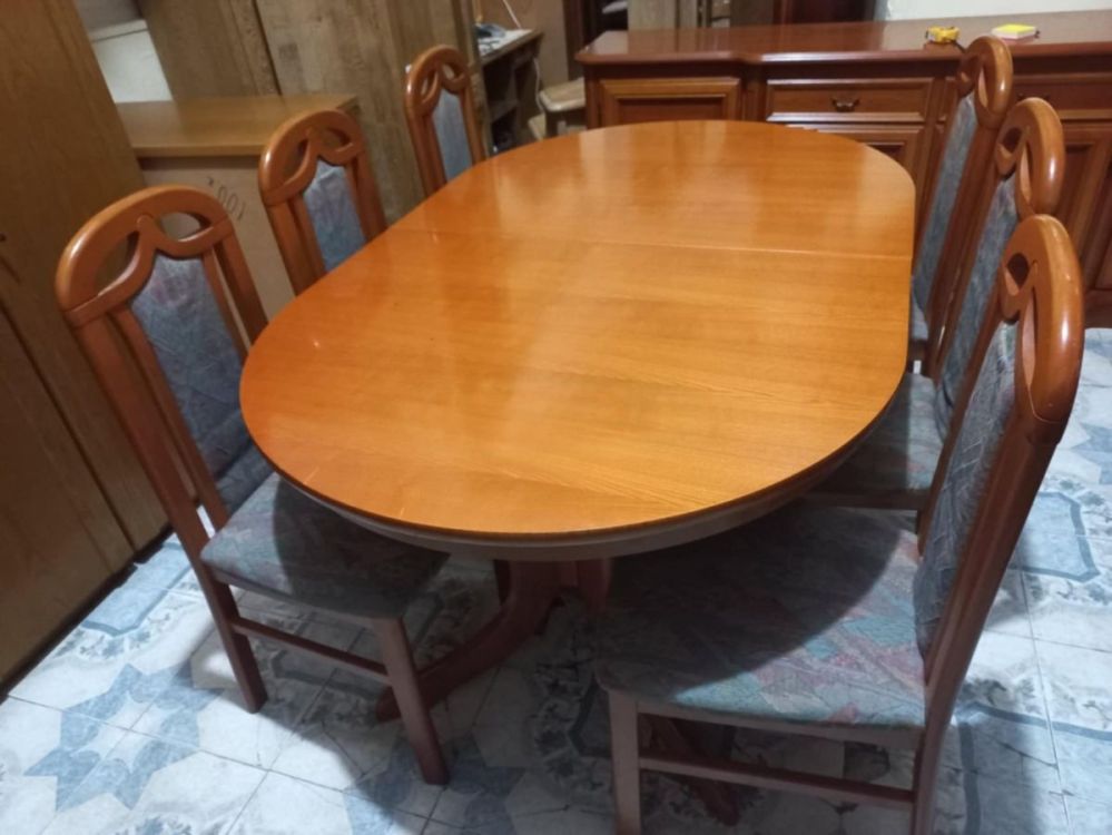 ევროპული ხარისხი – გერმანული გასაშლელი მაგიდა + 6 სკამი სურათი