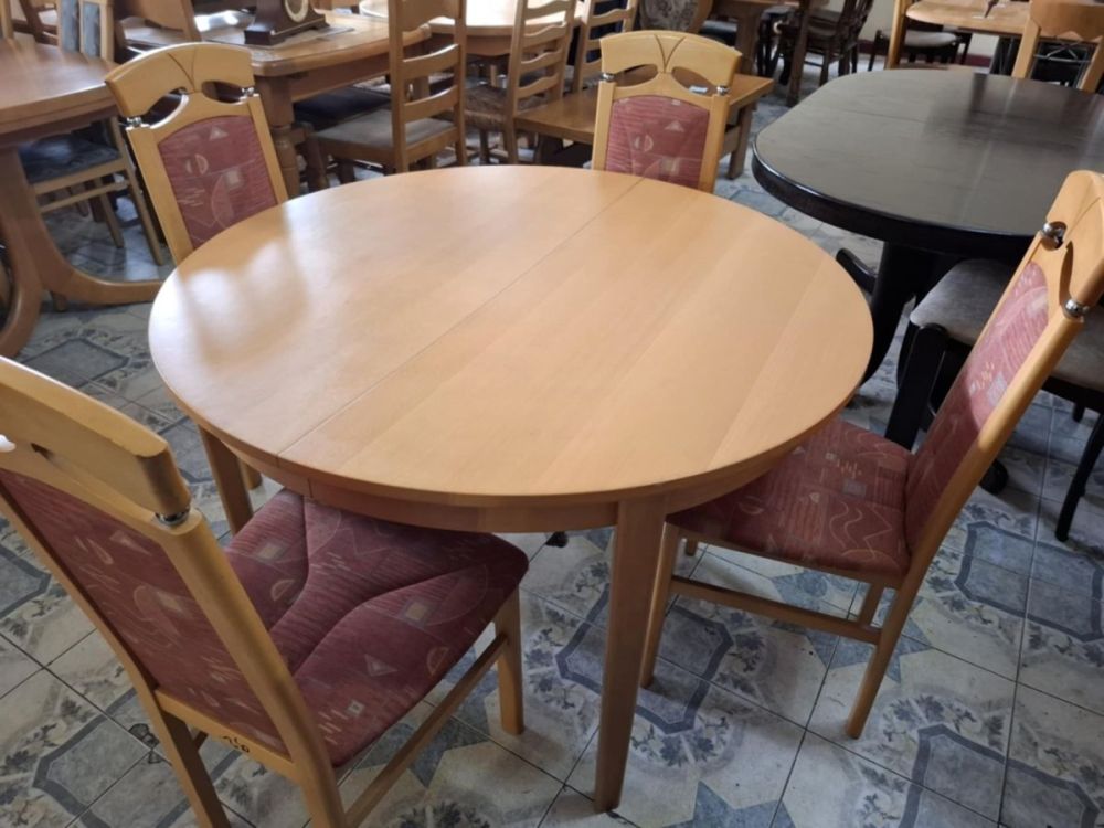 გერმანული მრგვალი მაგიდა + 4 სკამი – ნატურალური ხე სურათი