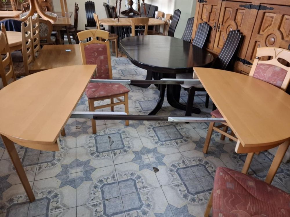 გერმანული მრგვალი მაგიდა + 4 სკამი – ნატურალური ხე სურათი