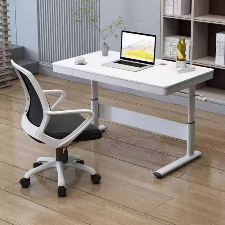 თეთრი მულტიფუნქციური მაგიდა – სიმაღლის რეგულირებითა და უჯრით სურათი