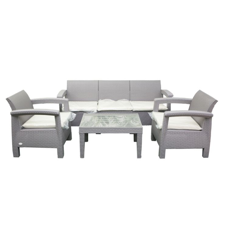 პლ. მაგიდა სკამის ნაკრები მოწნული ორნამენტით HOLIDAY ჰკ-965გ ნაცრისფერი სურათი