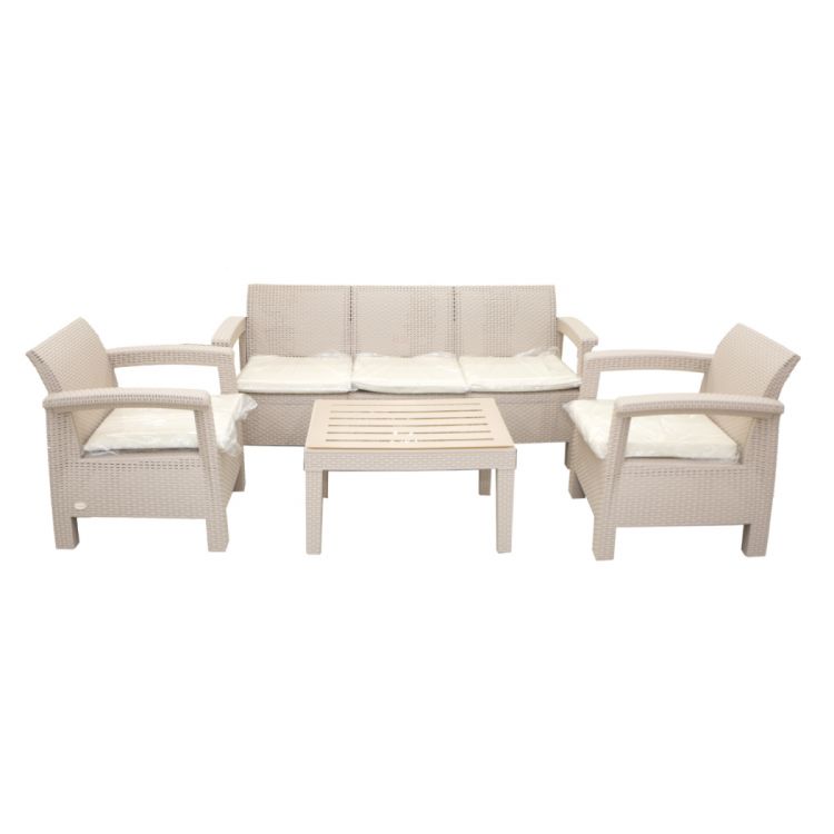 პლ. მაგიდა სკამის ნაკრები მოწნული ორნამენტით კაპუჩინოსფერი HOLIDAY (AMAZON) ჰკ-965ც სურათი