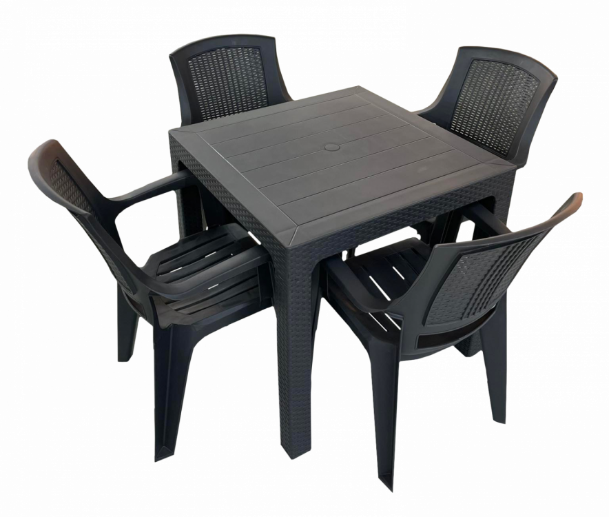 მაგიდა 80*80 4 სკამით FLORA  ანტრაციტი სურათი