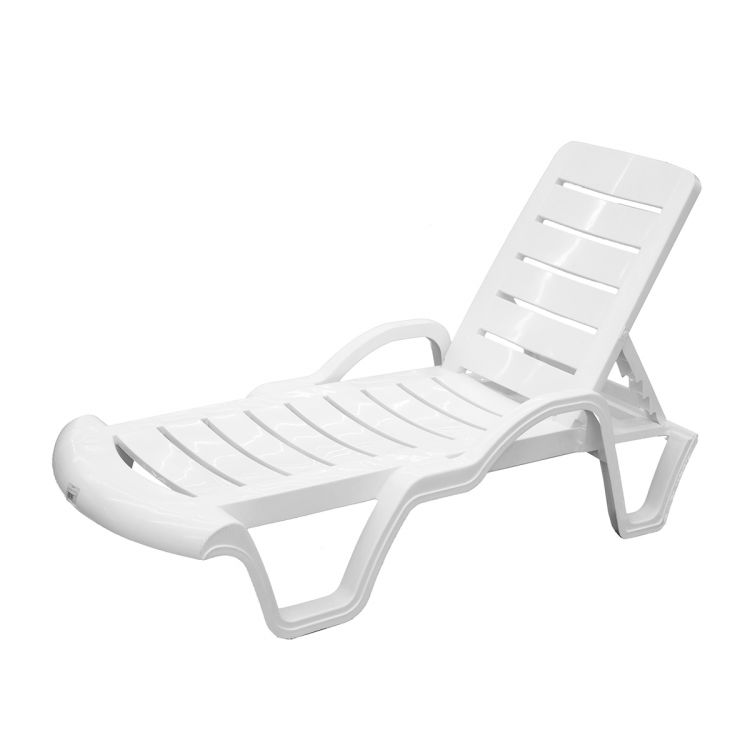 პლასტმასის შეზლონგი სახელურით LARA თეთრი სურათი