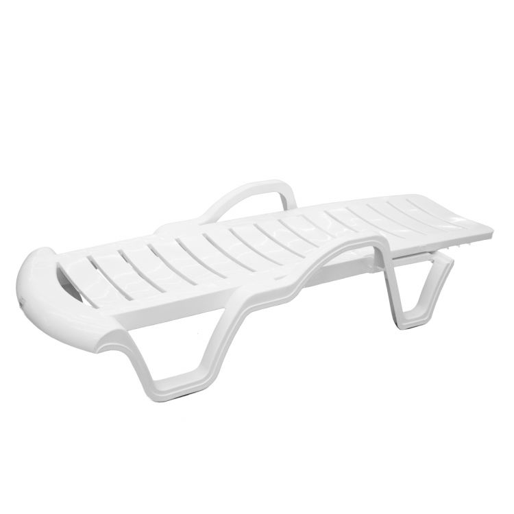 პლასტმასის შეზლონგი სახელურით LARA თეთრი სურათი