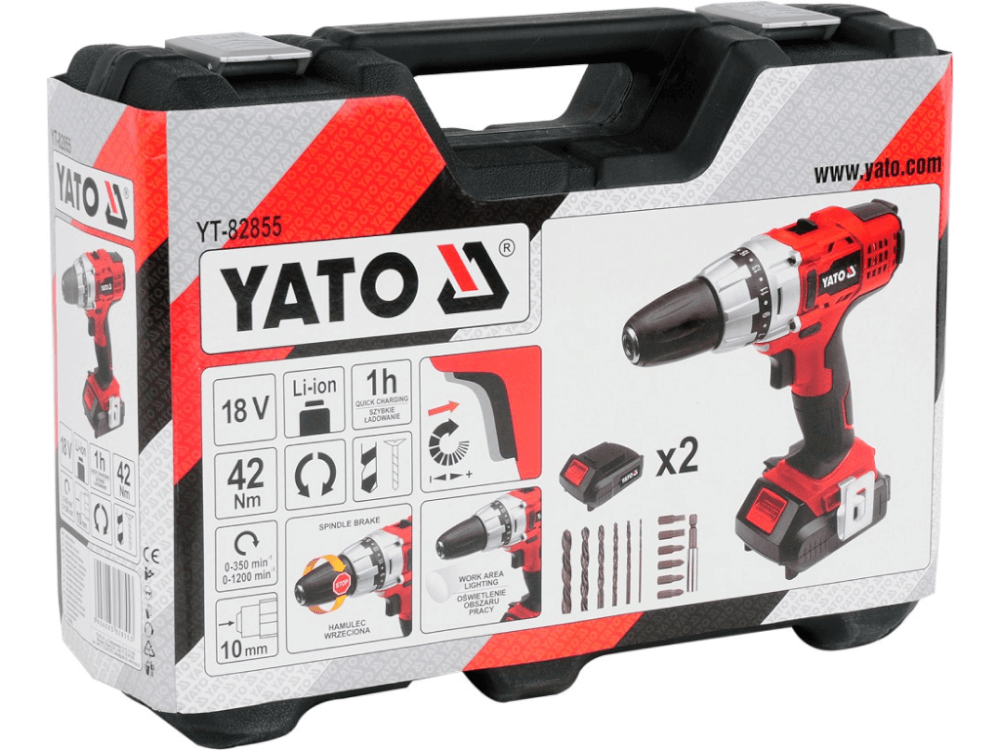 ელექტრო სახრახნისი (შურუპავიორტი) YATO YT-82855 • 18V • 42Nm ბრუნვის მომენტი • 2 ბატარეა • LED განათება სურათი