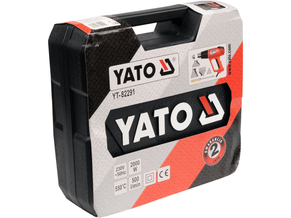 ტექნიკური ელექტროფენი YATO YT-82291 • 2000W სიმძლავრე • 2 ტემპერატურის რეჟიმი • 6 აქსესუარი კომპლექტში სურათი