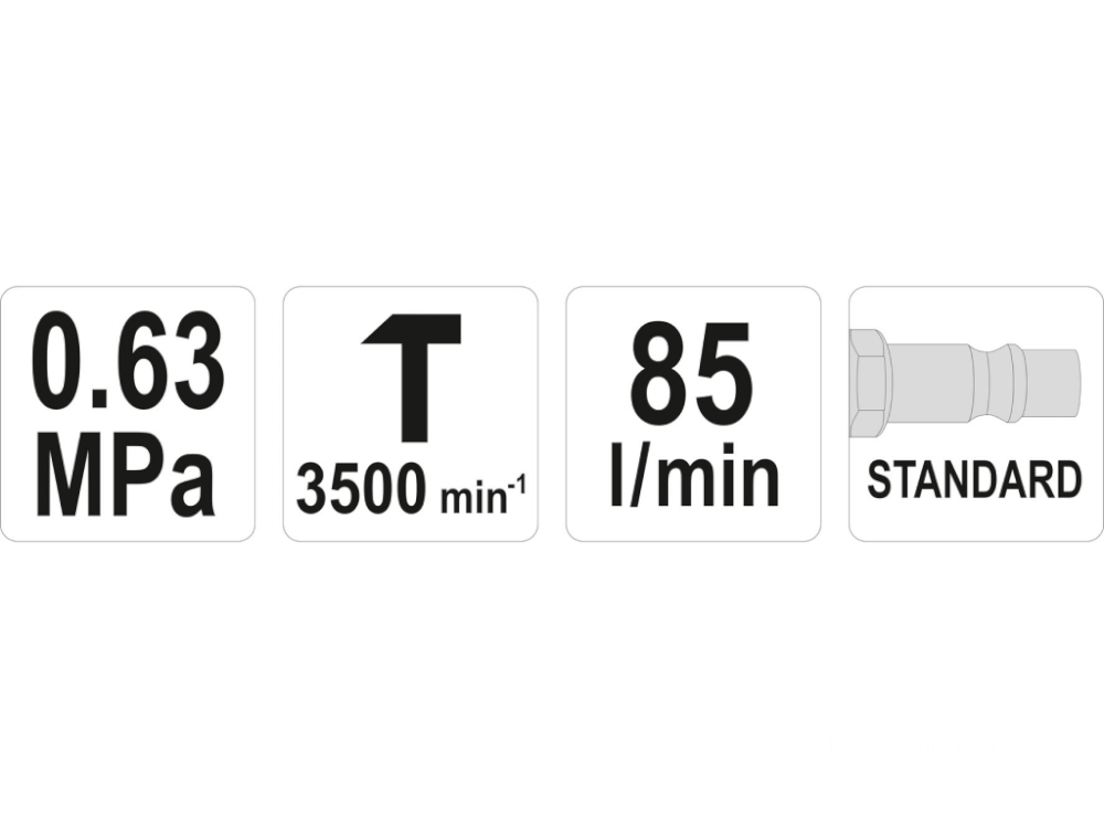პნევმატური ჩაქუჩი YATO YT-09903 • 3500 ბრუნი/წთ • 85 ლ/წთ ჰაერის მოხმარება • მსუბუქი და ეფექტური ინსტრუმენტი სურათი
